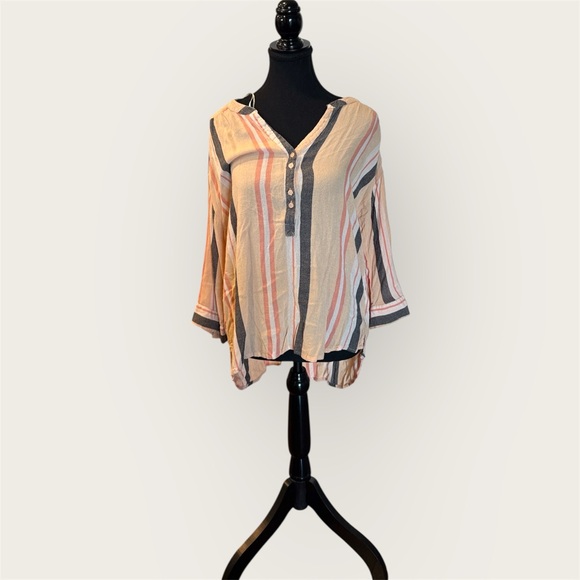 Nine West Tops - Nine West Orange and Brown Striped Blouse